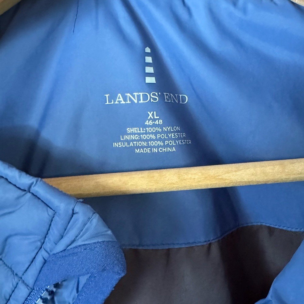 Lands’ End Blue Quilted Vest - Picture 2 of 3